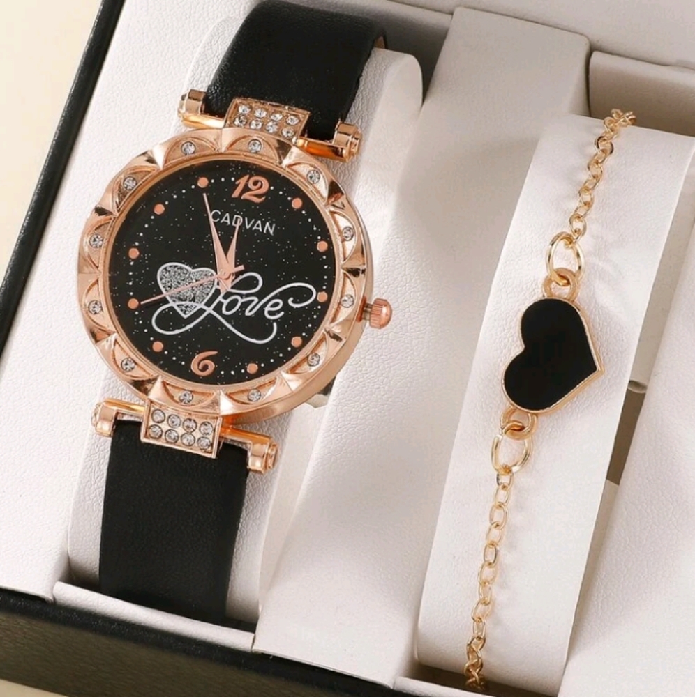 NEW LADIES QUARTZ ROSE GOLD LOVE WATCH WITH HEART BRACELET